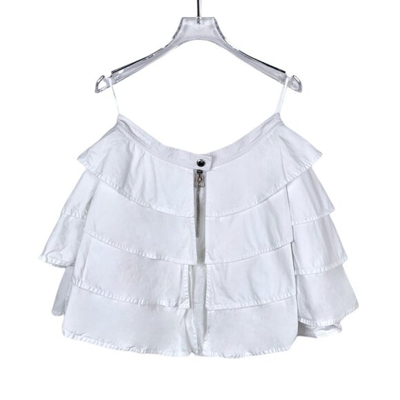 Louis Vuitton White Tiered Ruffle Skirt With Back Zipper Closure Size 40 Made In - Picture 2 of 8